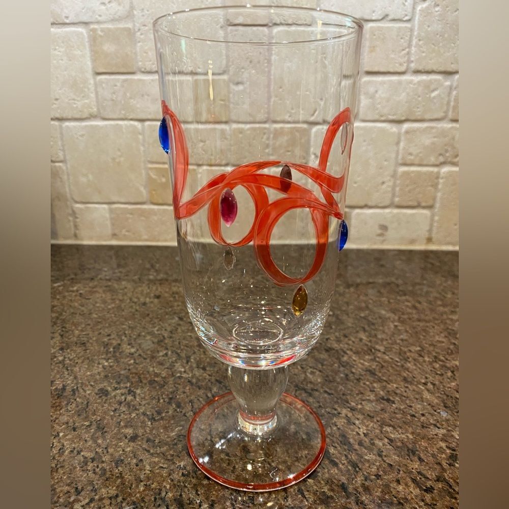 Vintage Festive Holiday Jeweled Drinking Glass 20oz - Picture 1 of 4